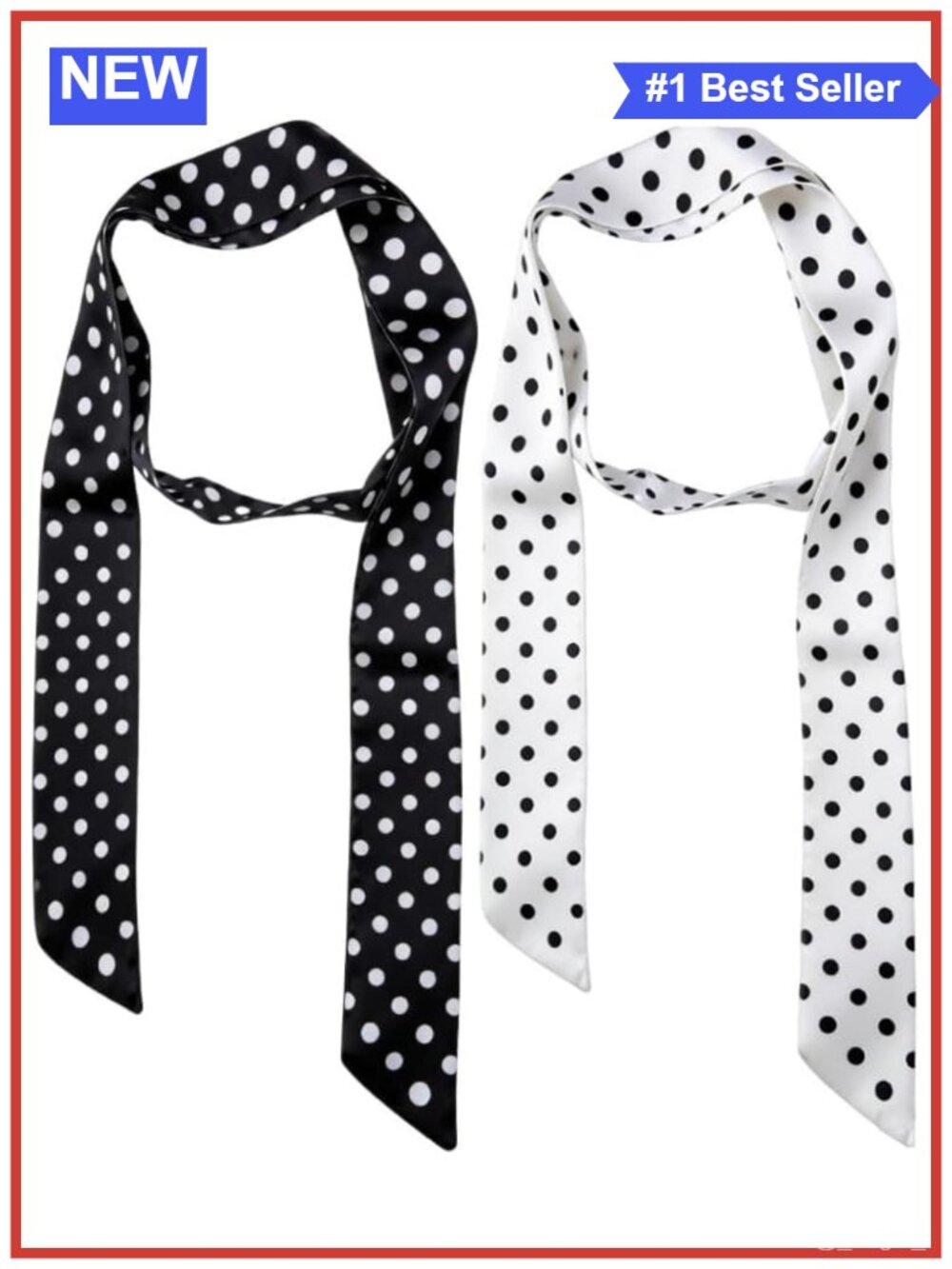 Women's Lightweight Polka Dot Chiffon Scarf Long 70s Style Neck Scarf